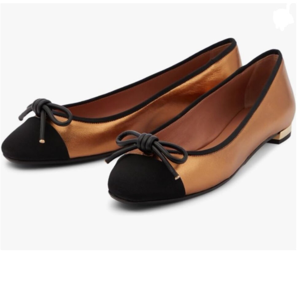 Miss Left Brown Bowknots Round Toe Two Toned Slip On Low Heel Comfort Shoes